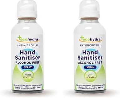 EcoHydra Alcohol Free Hand Sanitiser Spray - 100ml | NHS Approved, Hospital Grade Sanitiser | Kills Up To 99.9999% of Bacteria and Viruses | Kind On Skin, Safe For Children, Unscented (Pack of 2)