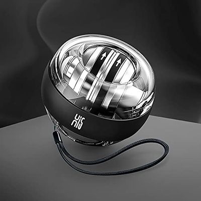 Hi5 Wristball - Pelota de entrenamiento de mano y antebrazos para deportes y uso diario, con zona de agarre de goma y función de luz, color negro