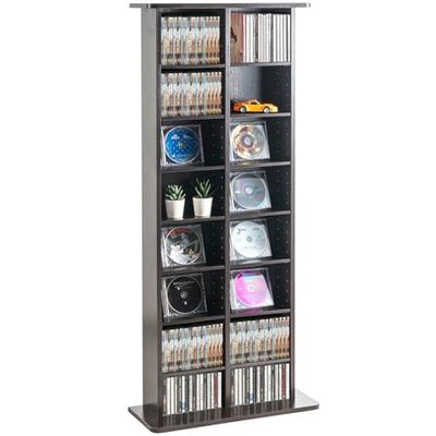 VEVOR Armadietto Portaoggetti Multimediale, Ripiano 8 Strati 16 Scomparti, Può Contenere Fino a 464 CD, Fipiani Regolabili Protegge Organizza Collezioni di Musica Film Cimeli, Colore Caffè Espresso