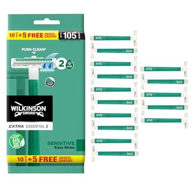 Wilkinson Extra 2 Sensitive Rasoio Usa e Getta, 15 Pezzi