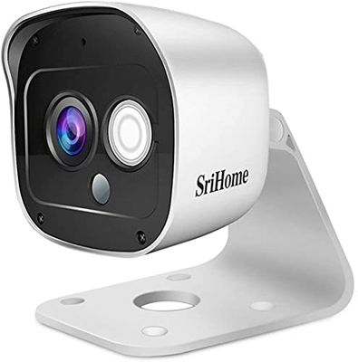 SriHome WiFi-bewakingscamera, wifi, binnen en buiten, draadloze camera met bewegingsdetectie, bidirectionele audio, nachtzicht en IP66 waterdicht