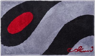 Grund Designer badrumsmatta COLANI, ultramjuk och absorberande, halkfri, 5 års garanti, Colani 35, badmatta 60 x 100 cm, ljusgrå – svart