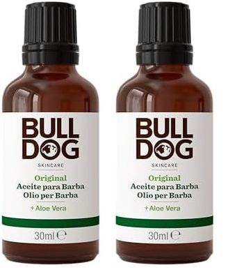 Bulldog Skincare For Men Original Aceite Barba - Hidratante facial, Marrón, 30 ml (Paquete de 2)