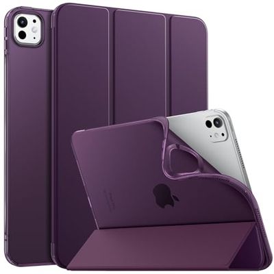 MoKo for iPad Pro 11 Inch Case M4 2024 (5th Gen), Ultra Slim Stand iPad Pro 11 M4 Case with Soft TPU Translucent Frosted Back Cover for iPad Pro 11'' 2024 (Model: A2836/A2837/A3006), Dark Purple