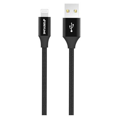 GreyLime Câble Lightning USB A vers MFi pour iPhone et iPad Noir 1 m