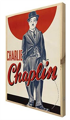Ccretroiluminados Charlie Chaplin Cartel Vintage Iluminado con Luz Leds, Metacrilato, Multicolor, 80 x 60