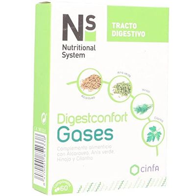 NUTRITIONAL SYSTEM Digestconfort Gases, 60 comprimidos, Blanco (185133)