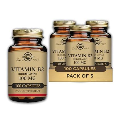 Solgar Vitamin B2 (Riboflavin) 100 mg Vegetable Capsules - Pack of 300 - Supports Energy Production - Can Help Reduce Tiredness and Fatigue - Vegan and Gluten-Free