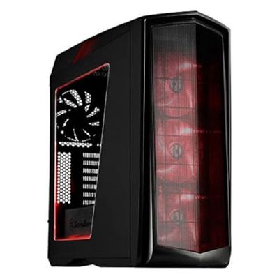 SilverStone SST-PM01BR-W Primera ATX Gaming Tower behuizing, hoogwaardig koelsysteem, met venster en rode LED, zwart