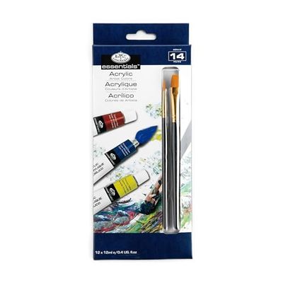 Acrylic Paint Set 12 Colors + 2 Brushes