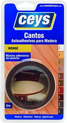 Ceys - Self-Adhesive Wood Edges, Maximum Adhesion Without Iron, Wengé Colour, 19 mm x 5 m