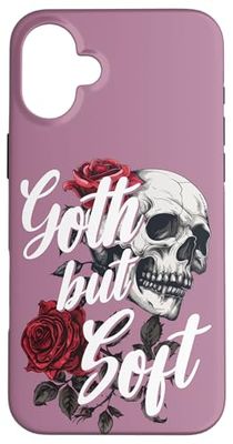 Goth But Soft Quote Gothic Skull Gothic Rose Dark Aesthetic Case for iPhone 16 Plus