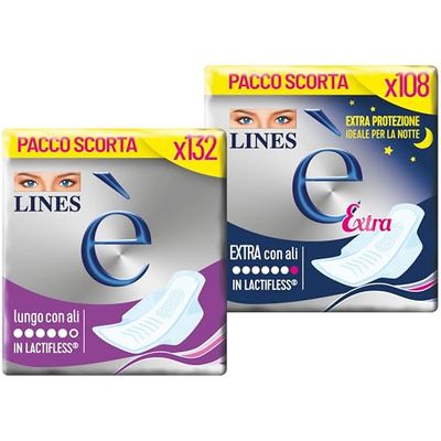 Lines Extra/Lungo con Ali Assorbenti in Lactifless - Assorbente Interno - 10 Pezzi