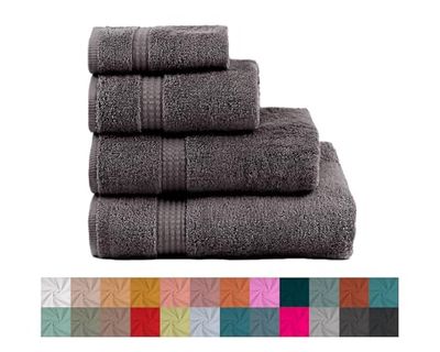 TRAMAS+ Premium 700 g Set of 4 Hand Towels, 100% Cotton, 2 Hand Towels 50 x 100 cm and 2 Bath Towels 70 x 140 cm, Extra Soft, Quick-Drying and Highly Absorbent - Dark Grey