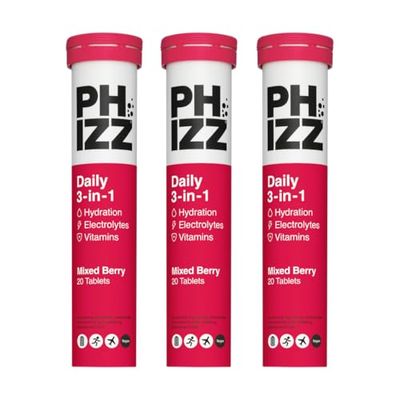 Phizz Electrolytes, Multivitamin & Hydration Tablets - 60 Effervescent Rehydration Electrolyte Tablets - 18 Vitamins & Minerals, Vitamin C, Vegan, Vegetarian & Low Calorie
