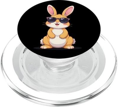 Lapin de Pâques Kawaii avec lunettes de soleil pour homme, femme, enfant PopSockets PopGrip pour MagSafe