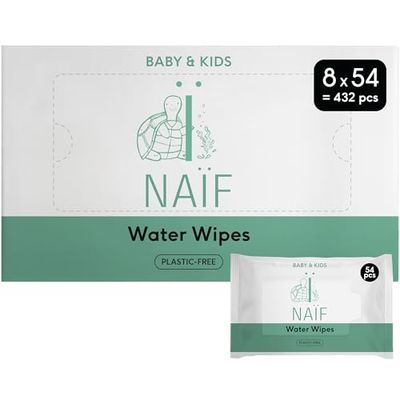 NAÏF Chusteczki nawilżające bez plastiku, pudełko do przechowywania na ciele lub twarz, 3 kg, białe, bez perfum, 432 szt