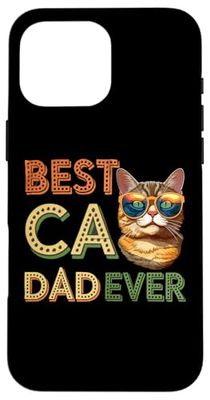 Best Cat Dad Ever: Retro Cool Cat Graphic Custodia per iPhone 16 Pro Max