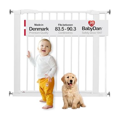 BabyDan Swing Shut, Barrière pour bébé monté sur pression, 77,3-90,3 cm, Barrière pour bébé/Barrière de sécurité, Blanc, Fabriqué au Danemark - (Barrière pour animaux/Barrière pour chien)