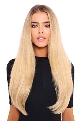 Lullabellz Super Thick Straight Clip In Hair Extensions 5-Piece, 22-Inch Length, Light Golden Blonde
