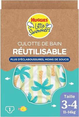HUGGIES Little Swimmers MAXIPACK - Couches de bain pour bébé Taille 3/4 (11-14kg) - premières baigandes - protège sans gonfler - barrière anti-fuite - ceinture extensible ajustée