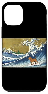 Funny Retro Vintage Surfing A Great Wave Bloodhound Lover Coque pour iPhone 12/12 Pro