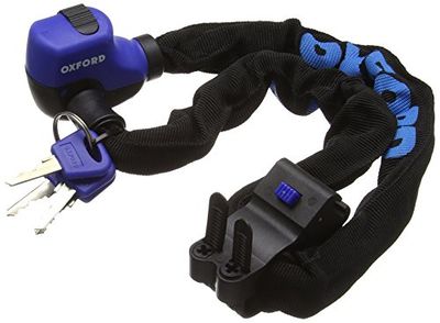 Oxford Hercules ketting met stoffen bekleding en bevestigingsclip met snelsluiting, 90 x 6 mm, zwart/blauw