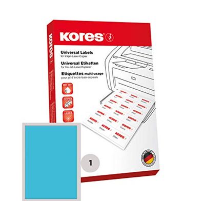Kores - RADEX Etiquettes universelles, 210 x 297 mm, sans bord, bleu