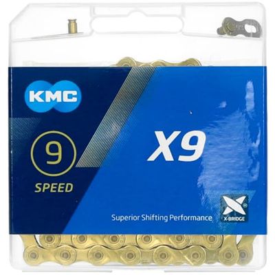 CADENA KMC X-9 TI-N 114 ESLABONES 9V ORO
