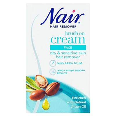 Nair Nourish Facial Brush-On - Hair Removal Cream for Face & Body - Ultra precision - for Dry & Sensitive Skin - with Argan Oil - 50ml