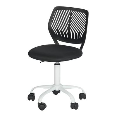 FurnitureR Chaise de Bureau colorée - Design Moderne réglable - Siège d'ordinateur pivotant sans Bras - pour Chambre d'enfant, Bureau à Domicile - Noir - Taille M