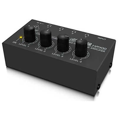 Behringer MICROAMP HA400 Amplificador de auriculares estéreo (Jack, 4 salidas), color negro