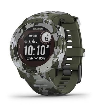 Garmin Instinct Solar Smartwatch, Camo militär (Renoverad)