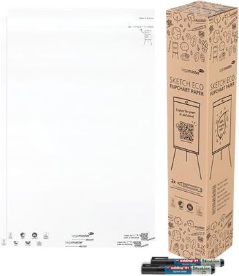 Legamaster SKETCH ECO - Blocco di carta, 2 x 50 fogli, con 2 pennarelli edding 31 EcoLine
