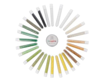 INNSPIRO Kit roccioso in vetro rotondo verde, giallo, bianco e nero misura 3,8 mm. 27u. mini tubi e 10 m. Filo elastico per realizzare le tue creazioni di bigiotteria con perline