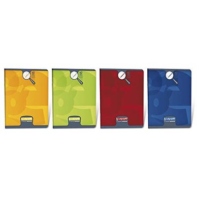 Clairefontaine - Ref 108702C - 8000 Laminated Stapled Varnished Notebook (32 Pages) - 17 x 22cm in Size, 90gsm Vellum Paper, Séyès Enlarged 2 Rulings - Random Colour Cover