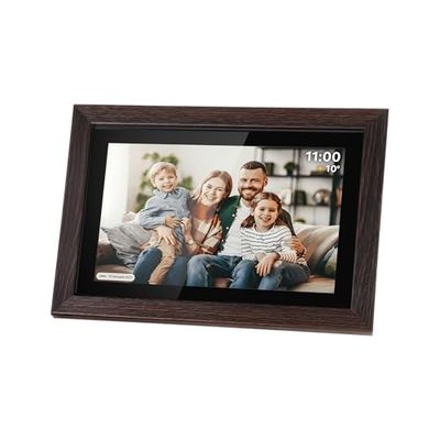Kruger&Matz FRAMEO Cadre Photo Numérique 1280 x 800 Pixels 10,1" Wi-FI MicroSD Clip Vidéo Lecture Minuterie Météo Cadre en Bois KM1102
