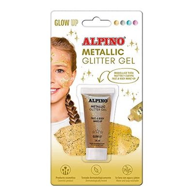 Metallic Glitter Gel Alpino Fiesta color dorado| Gel purpurina metalizado con base de color dorado | Purpurina líquida