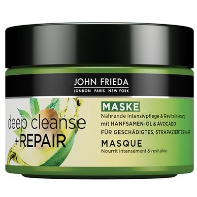 John Frieda - Deep Cleanse & Repair Mask/Treatment - Contents: 250 ml - With hemp seed oil + nourishing avocado - Soothing hair mask for damaged hair