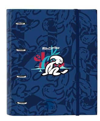 Safta EL NIÑO PARADISE Classeur 4 anneaux de 35 cm avec 100 feuilles A4, idéal pour les enfants de différents âges, confortable et polyvalent, qualité et résistance, 27 x 3,5 x 32 cm, couleur bleu