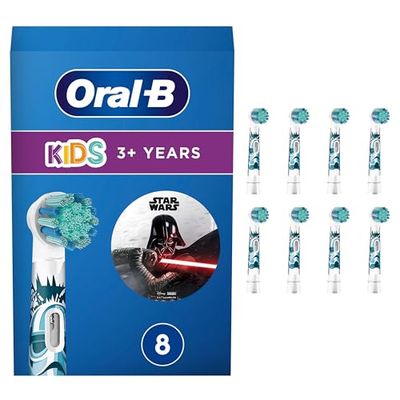Oral-B Kids 3+ Testine Spazzolino Elettrico Star Wars, Confezione da 8 Testine di Ricambio, Delicato per i Bambini, con Setole Morbide