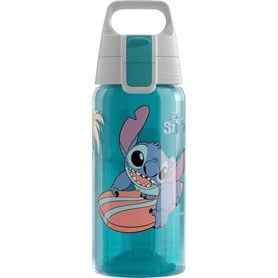 SIGG - Drinkfles voor kinderen - Viva One Disney Stitch Surfing - Geschikt voor koolzuurhoudende dranken - lekvrij - Vaatwasmachinebestendig - BPA-vrij - Sport - Groen - 0,5L