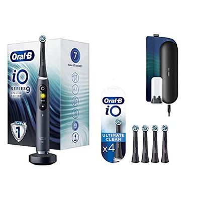 Oral-B iO Series 9 Brosse à Dents Électrique Rechargeable avec 1 Manche Intelligence Artificielle + Ultimate Clean Brossettes de rechange pour Brosse à Dents Électrique