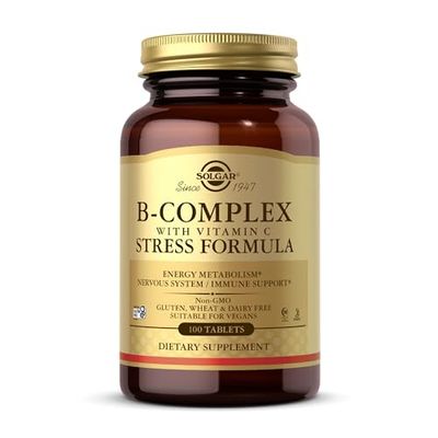Solgar Vitamin B-Complex with Vitamin C Tablets - Pack of 100 - High Strength B-Complex - Energy, Immune and Nervous System Support - Vegan, Gluten Free and Kosher