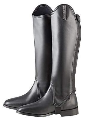 PFIFF 102822 Chaps 'Rhinestones' piel sintética, negro, XS