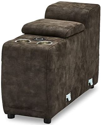 Ibbe Design Bruin Stof Modulaire Bank Alexa Barmodule met draadloze oplader, bekerhouders en opbergruimte 32x98x73 cm