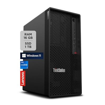 Lenovo - Workstation Desktop ThinkStation P2 Tower, PC Fisso Ufficio con Windows 11 Pro, Intel Core i7-14700, RAM 16GB DDR5, 1TB SSD NVMe - Computer con Espandibilità PCIe