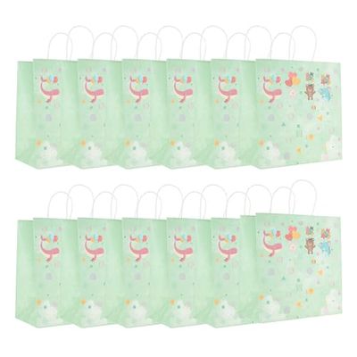 Idena 30478-12 - Kadozakjes voor kinderen, 12 stuks, kadozakje in de maat 28 x 28 cm, papieren zakjes voor kinderen in mint