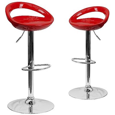 Flash Furniture 2 unidades. Contemporary Red Plastic ajustável Height Barstool with Chrome Base