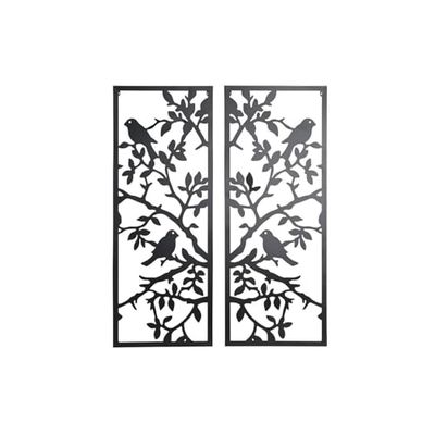 DECORACION PARED SET 2 METAL 70X1,3X90 PAJAROS